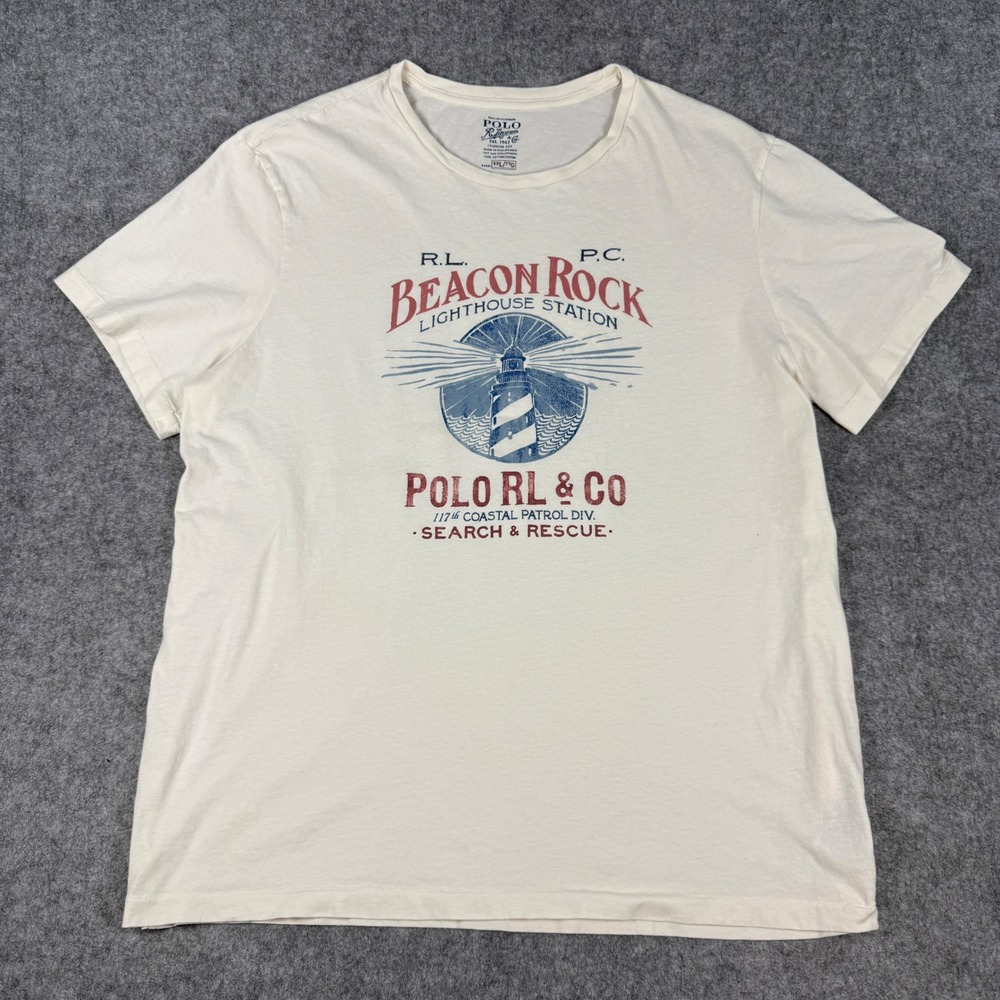 Polo Ralph Lauren RLPC Search & Rescue Cream T-Shirt 2XL (Roomy XL) Nautical Tee